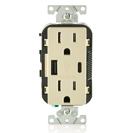 LEVITON ELECTRICAL RECEPTACLES 15A TR RECPT USBCHRG-IVORY T5633-I